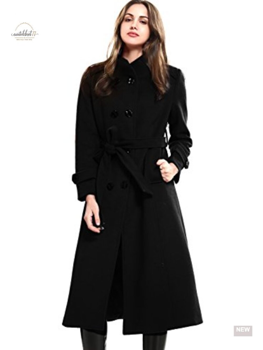 Wool Trench Coat Double Breasted Belted Winter Long Coat
